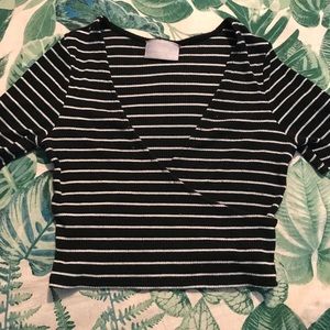 B&w cross crop top